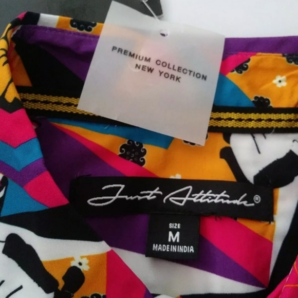 Just Attitude Chinese Print Button Down Short Sleeve Shirt - Picture 2 of 6